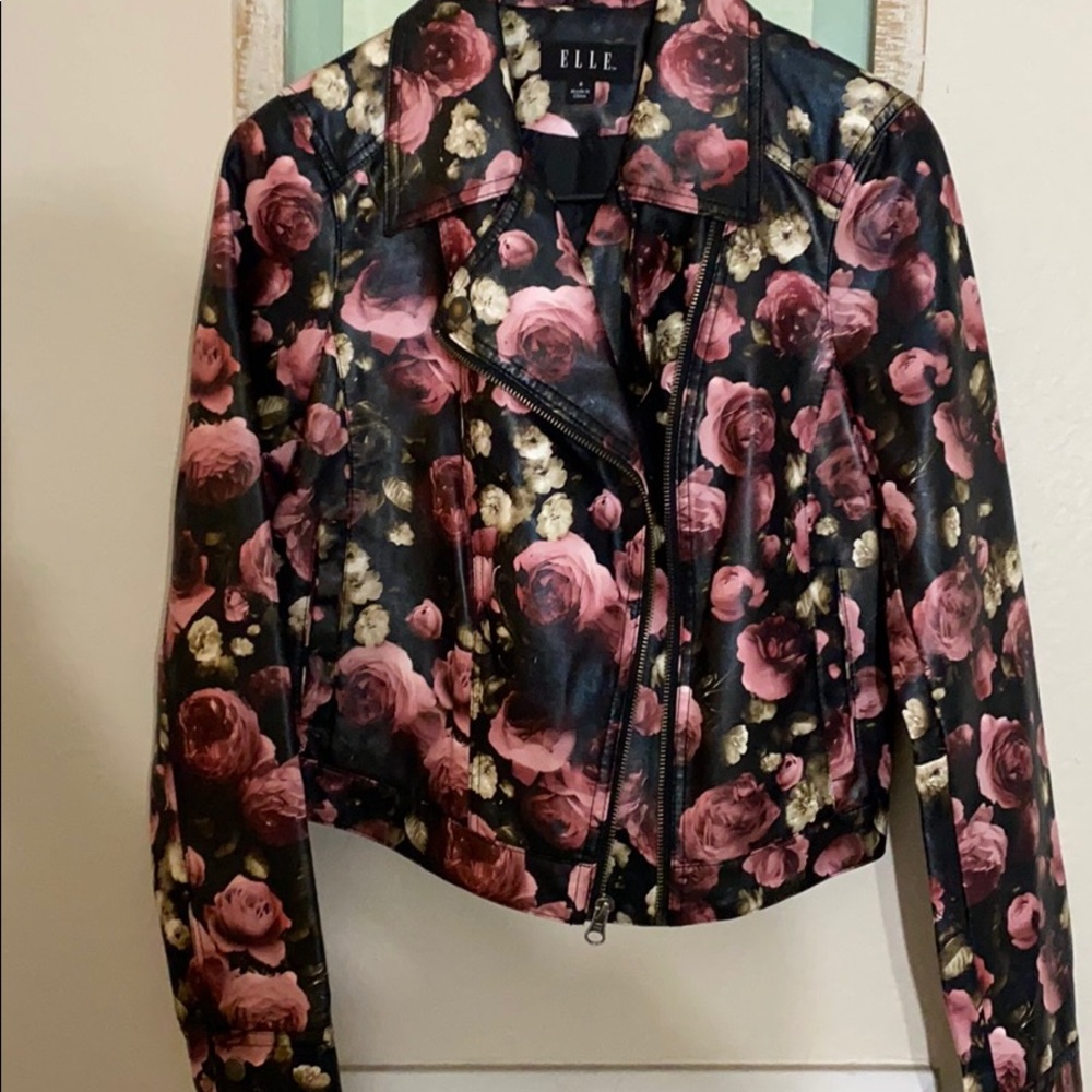 Floral leather Elle jacket